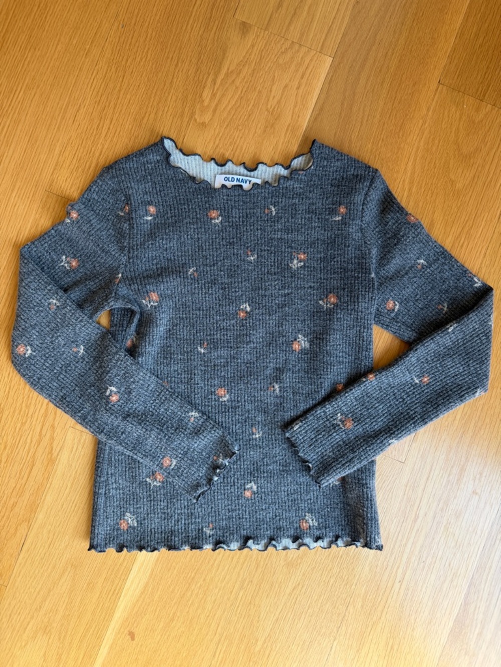 Old Navy Floral Long Sleeve Ribbed Top